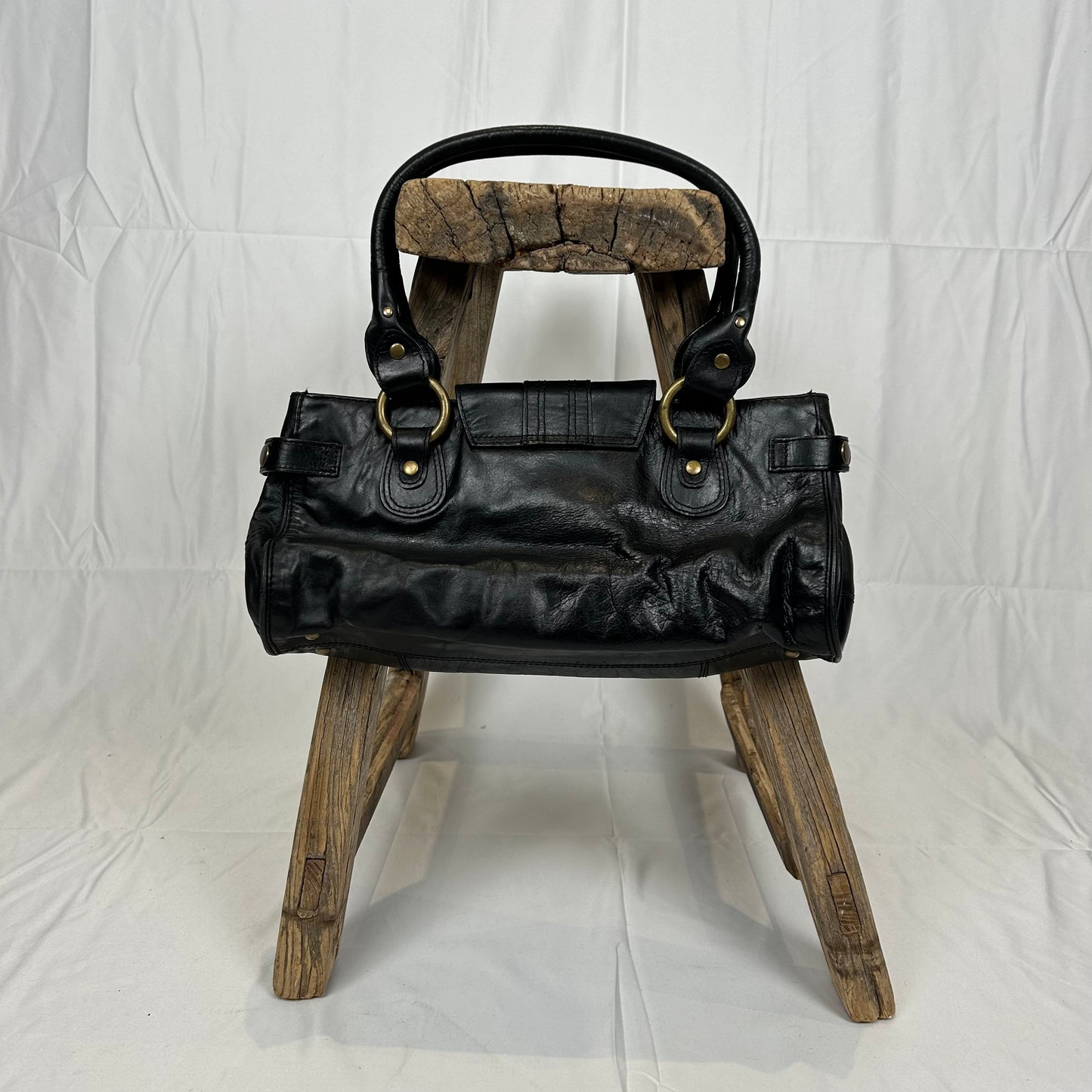 Vintage y2k style black leather shoulder bag