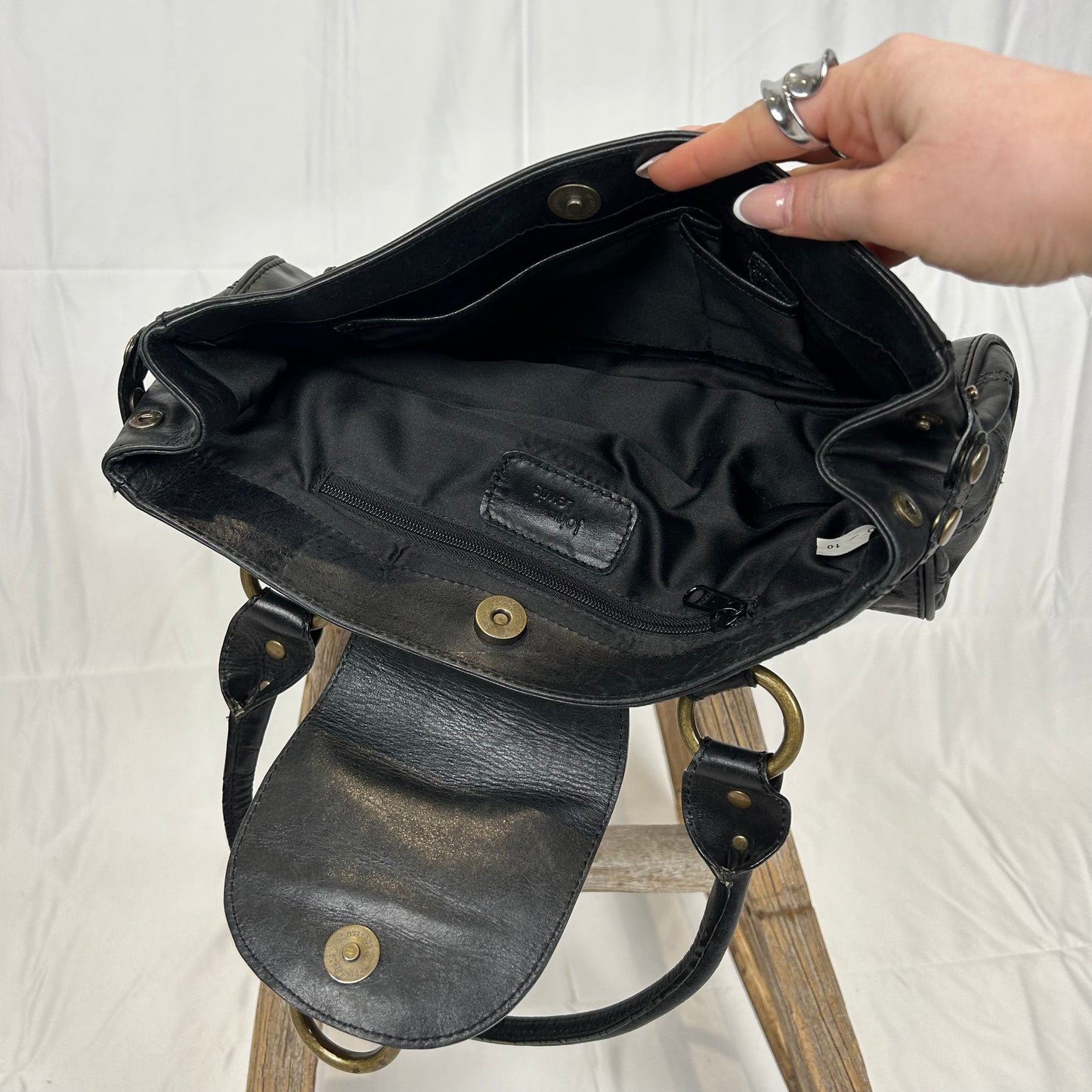 Vintage y2k style black leather shoulder bag