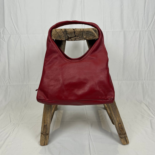 Vintage y2k style soft red leather shoulder bag