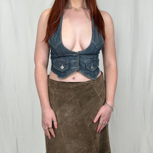 Vintage y2k style denim waistcoat