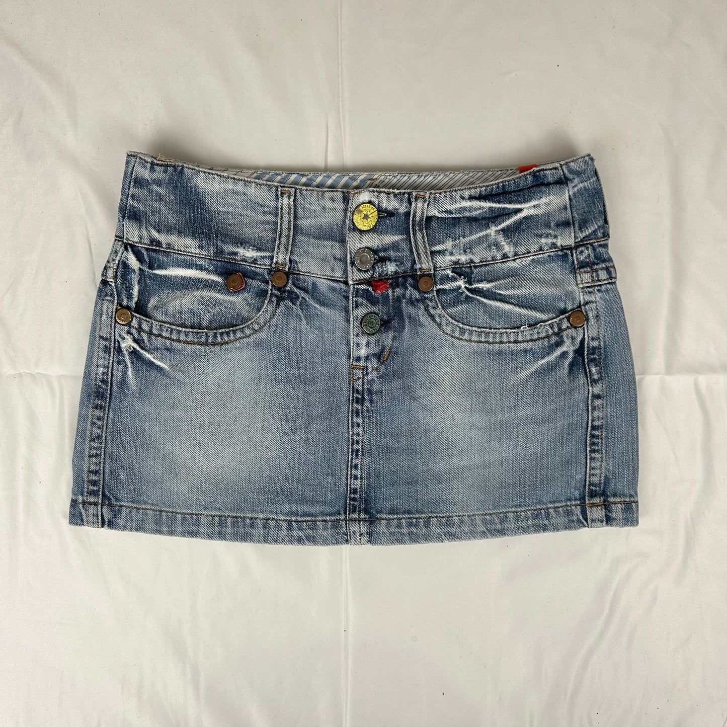 Vintage y2k style light wash denim mini skirt