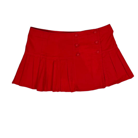 Vintage y2k style red pleated mini skirt
