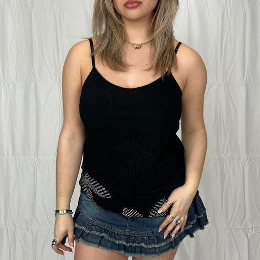 Vintage y2k style black floral cami