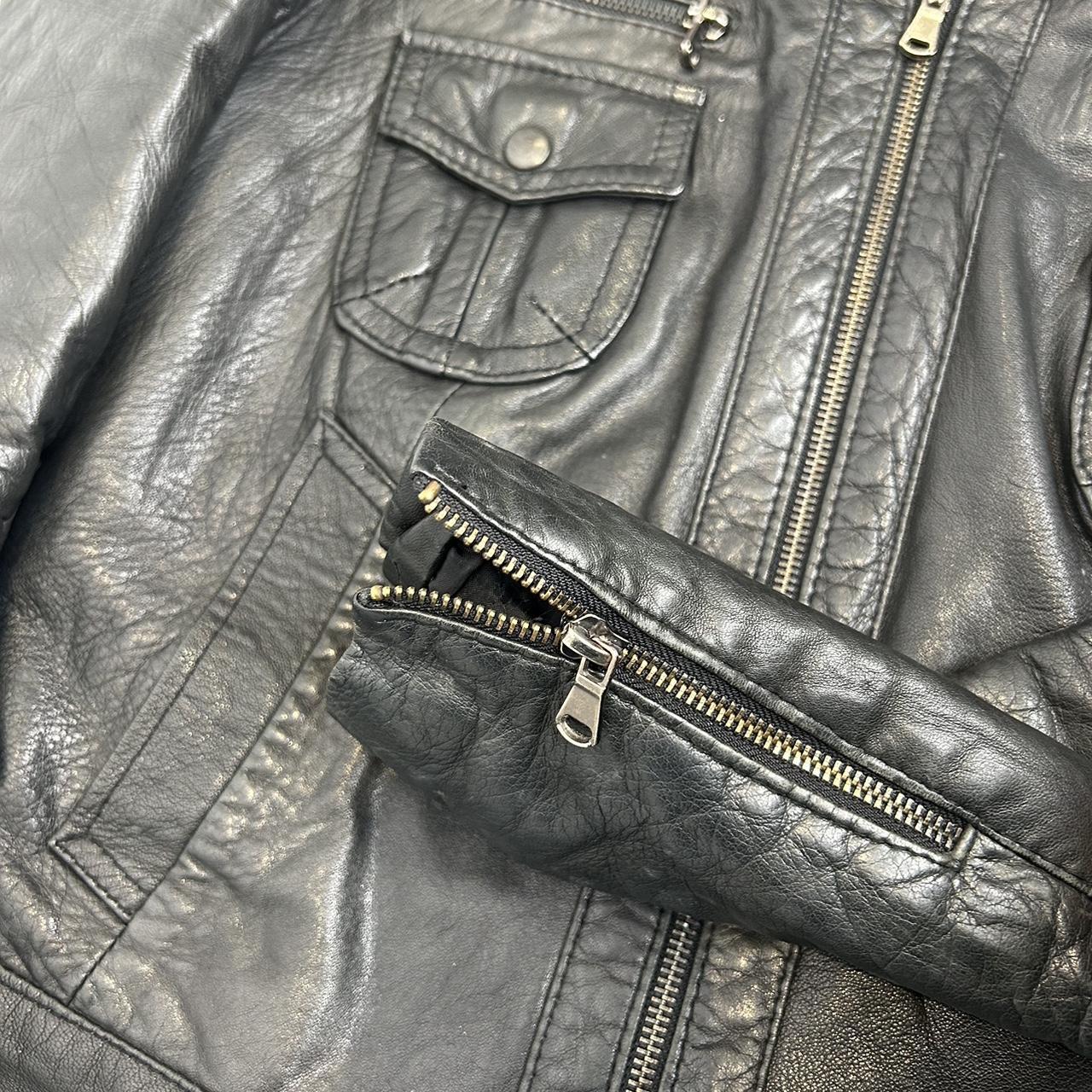 Vintage y2k style black leather jacket