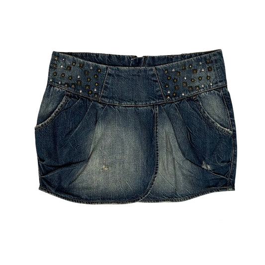 Vintage y2k style studded denim mini skirt